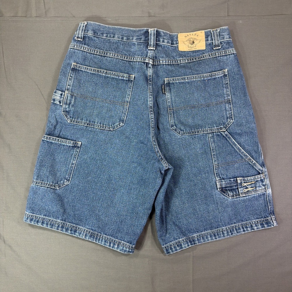 Y2K Carpenter Jean Shorts Dark Loose Fit Essentials Size 36 (34X11) Distressed